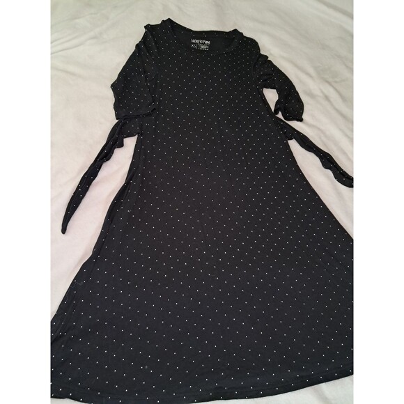 Latched Mama Nursing A-Line Tie Back Midi Dress Black White Polka Dot Size XS - Picture 7 of 10